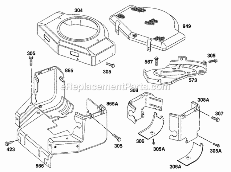 Blower Hsg Air Guides Diagram and Parts List for 402707-1116-01  Briggs and Stratton Engine